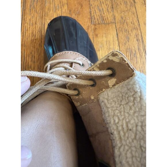 Women's Size 10 Sam Edelman Caldwell Natural Snake Print Leather Duck Boots - Picture 6 of 7